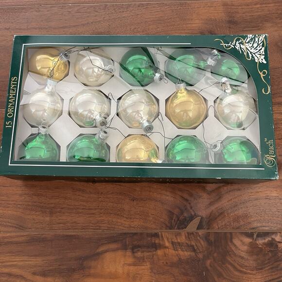 Vintage Rauch Glass Christmas Ornaments Silver Gold Green Lot of 15 - Picture 1 of 4